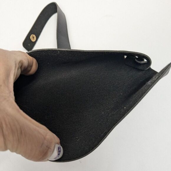 Fashion Eyeglass / Sunglass Buckle Case Snap Closure PVC Leather Faux - Black - Picture 6 of 8